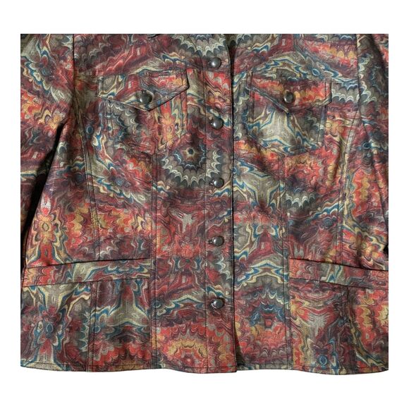 Coldwater Creek Jacket LARGE Multi Color Lined Artsy Long Sleeve Button Up - Picture 5 of 16